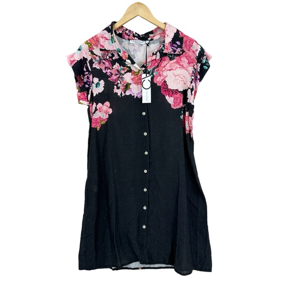 New CRISTINA VERGANI Midi Dress Linen Blend Button Made in Italy - Picture 1 of 8